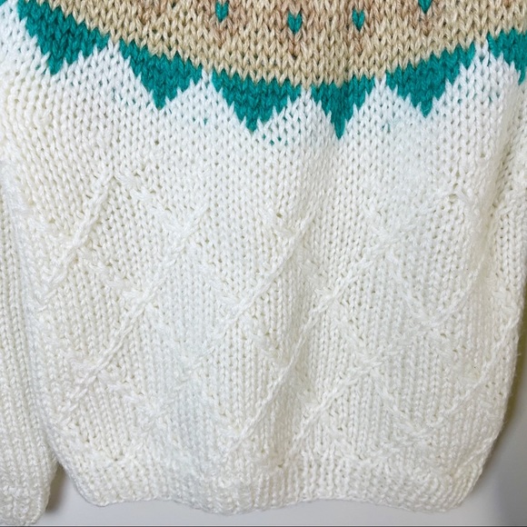 Vintage Chunky Knit Fair Isle Grandma Sweater - Picture 3 of 6